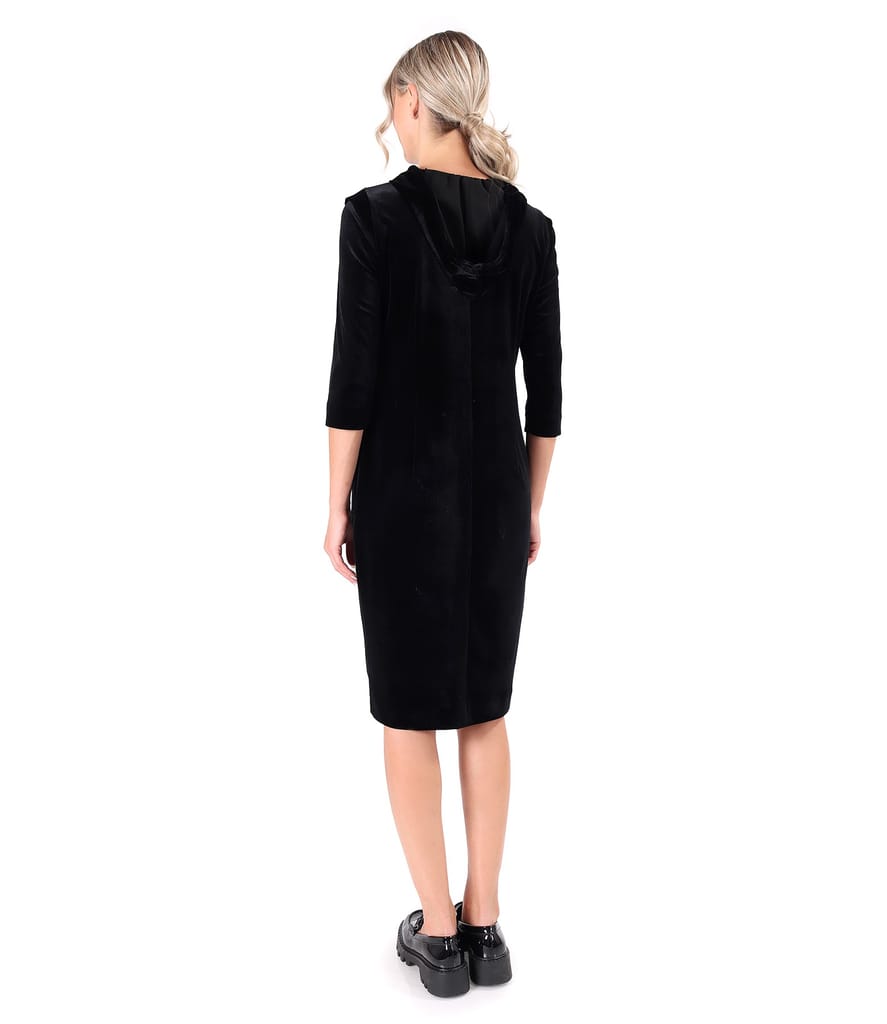 Rochie din catifea elastica cu gluga