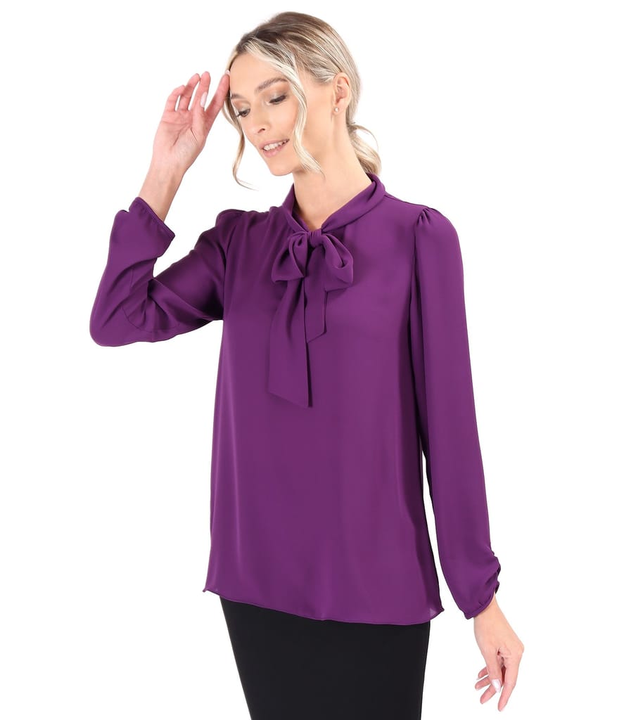 Bluza cu maneci lungi si guler tip esarfa