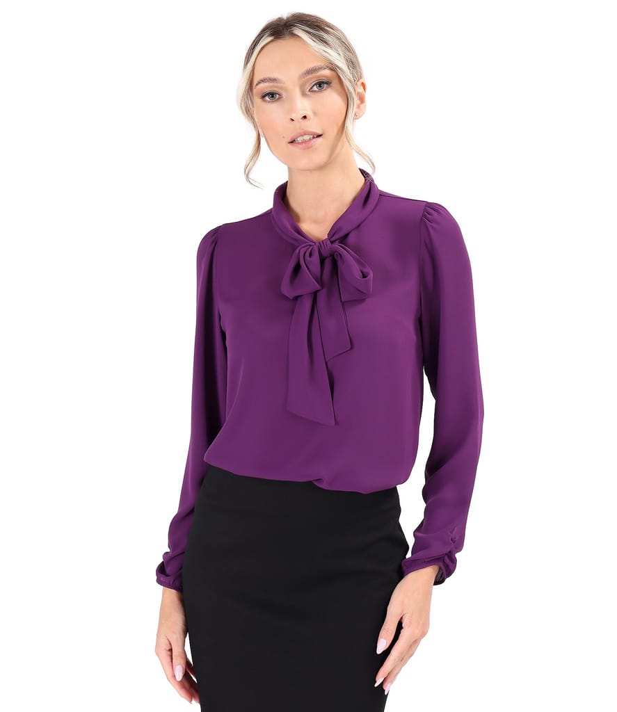 Bluza cu maneci lungi si guler tip esarfa