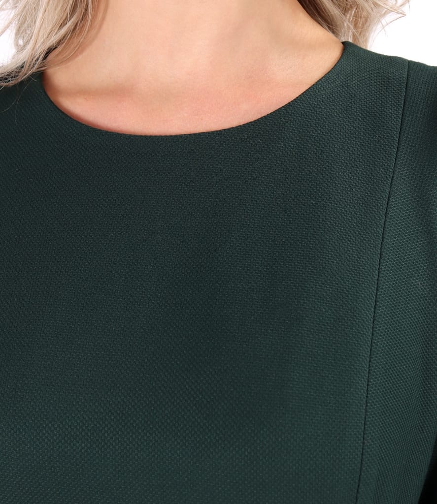 Rochie office evazata din stofa texturata cu viscoza