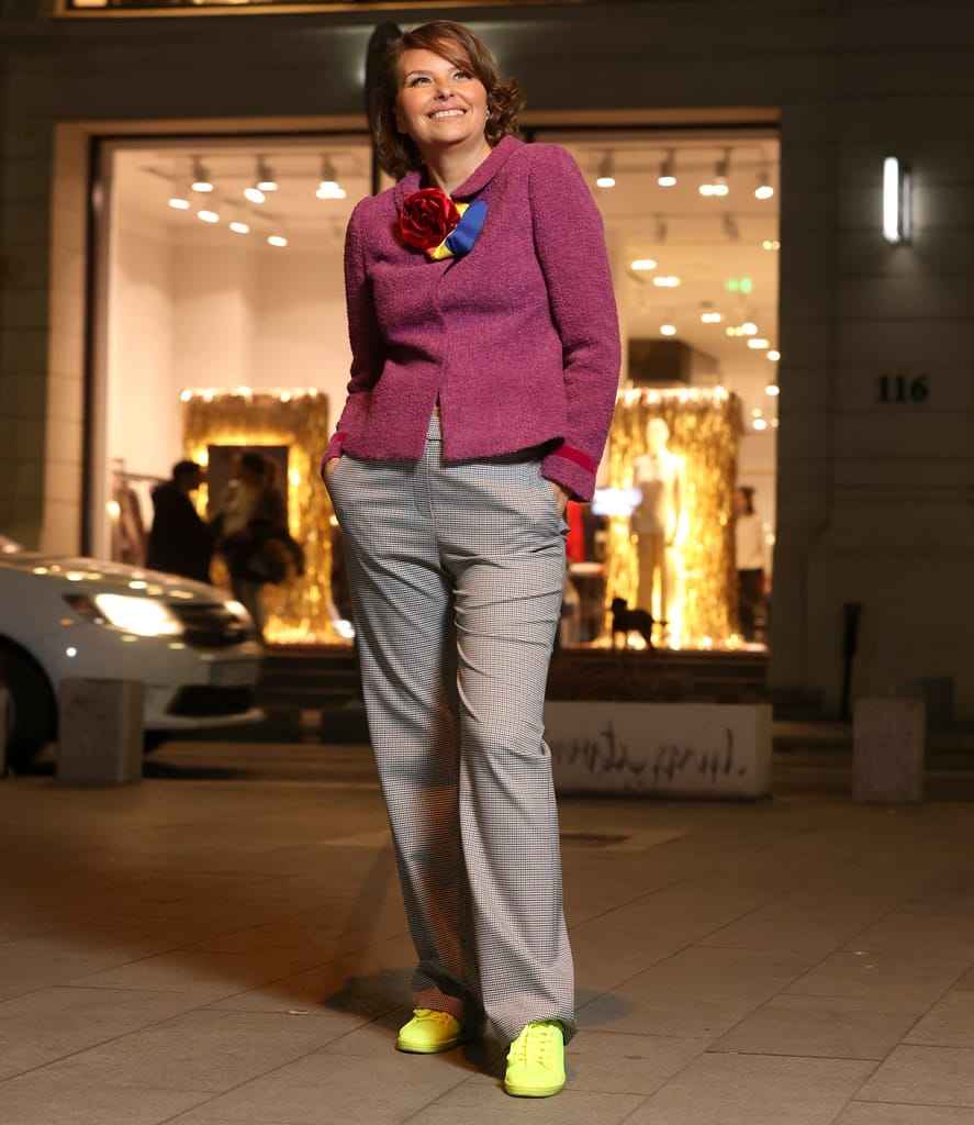 Pantaloni drepti din stofa elastica cu viscoza