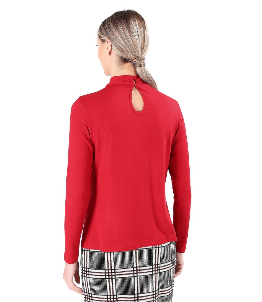 Bluza din jerse elastic din viscoza cu falduri la decolteu