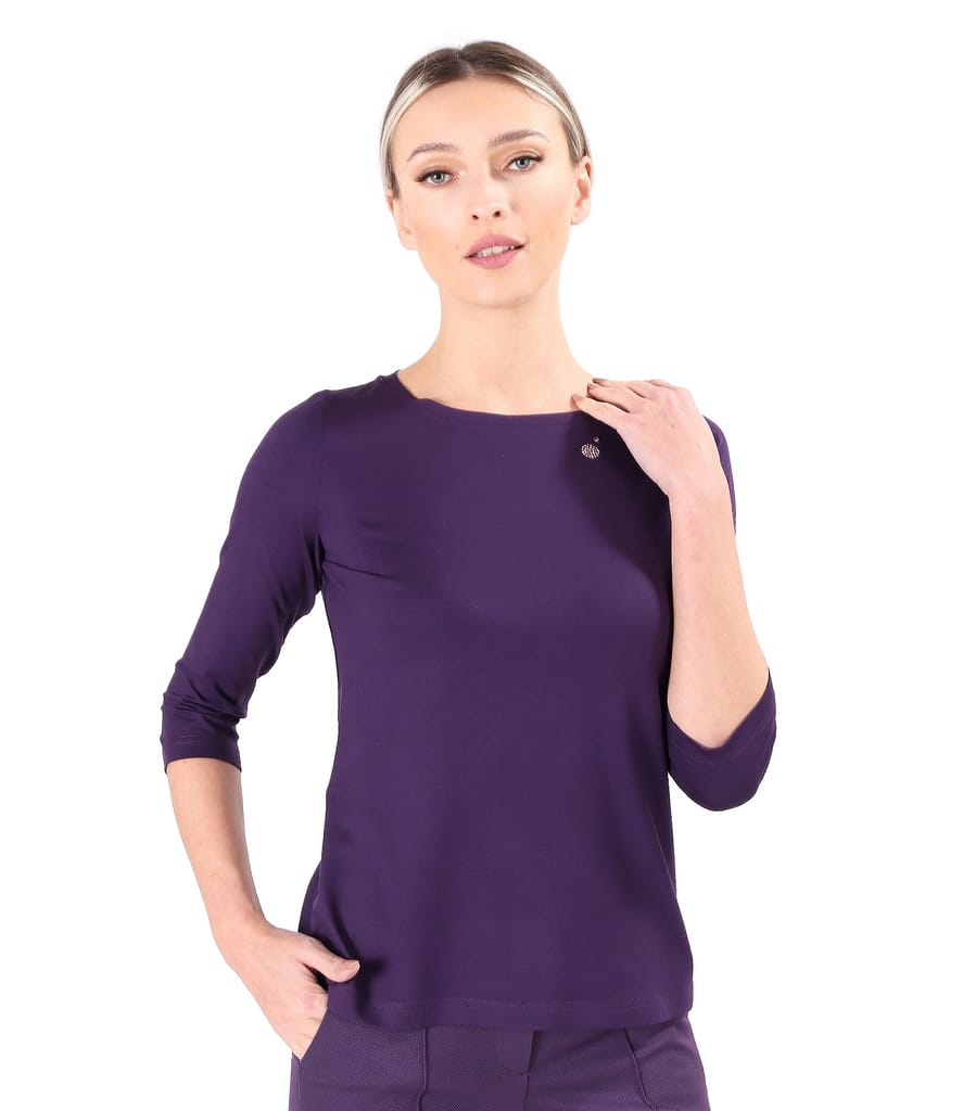 Bluza din jerse elastic cu maneci 3/4