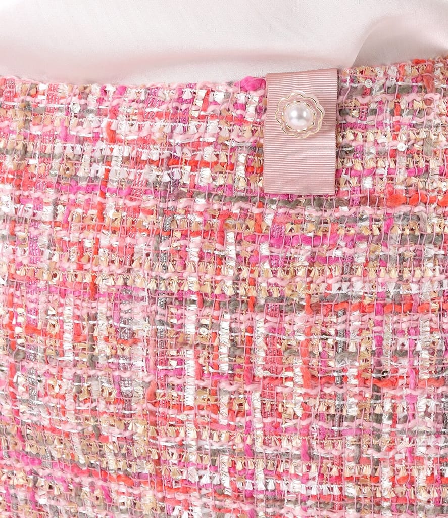 Fusta scurta office din bucle multicolor cu fir metalic