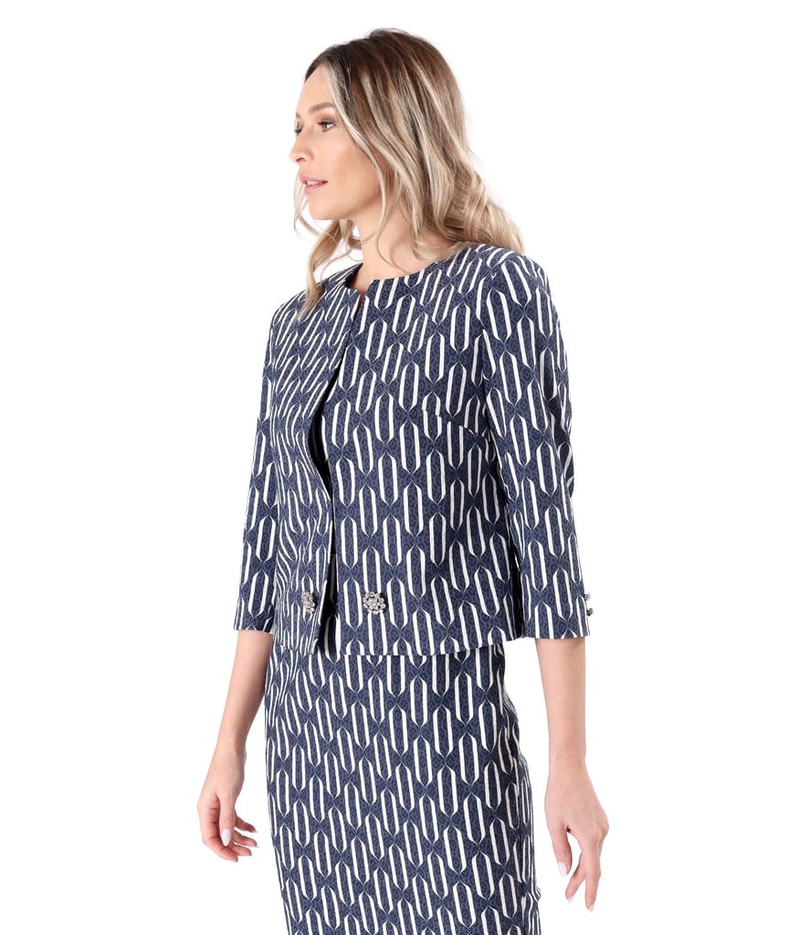 Sacou elegant din brocart de bumbac elastic imprimat