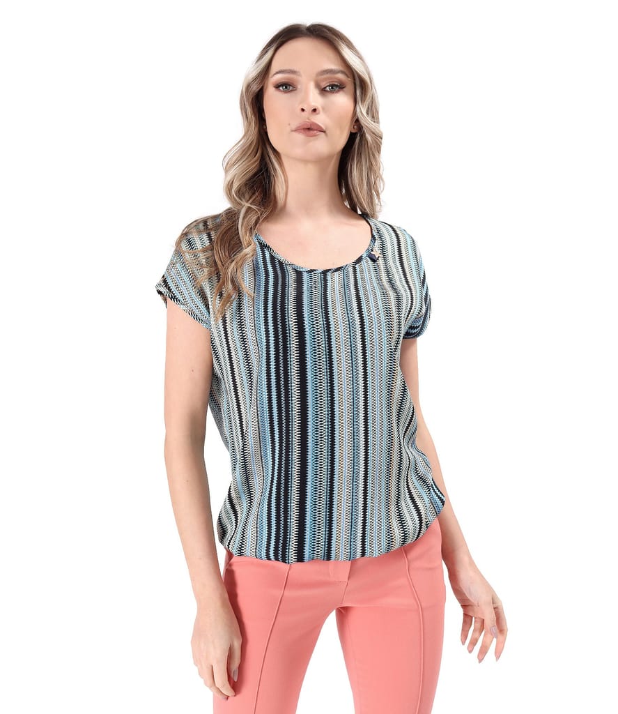 Bluza lejera din viscoza imprimata cu motive geometrice