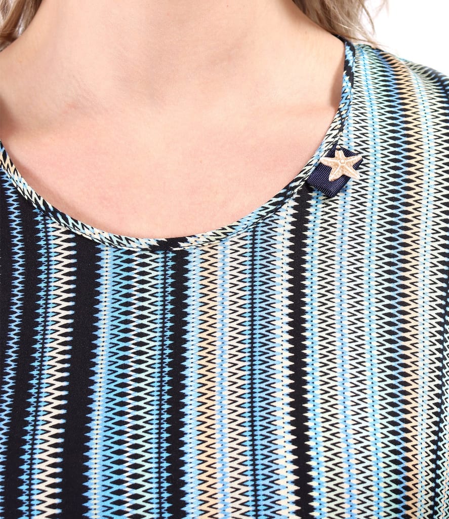 Rochie lejera cu volane din viscoza imprimata cu motive geometrice