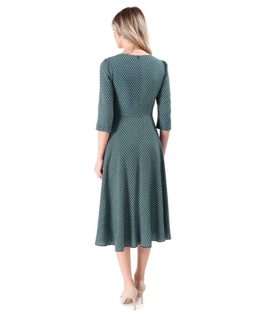 Rochie eleganta din viscoza imprimata cu motive geometrice