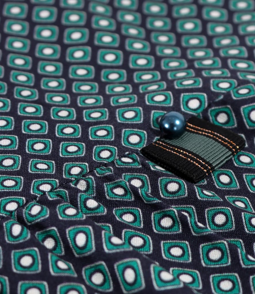 Rochie midi cu volane din viscoza imprimata cu motive geometrice