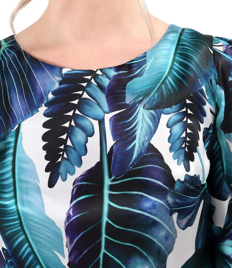 Rochie lejera din matase naturala imprimata cu motive florale