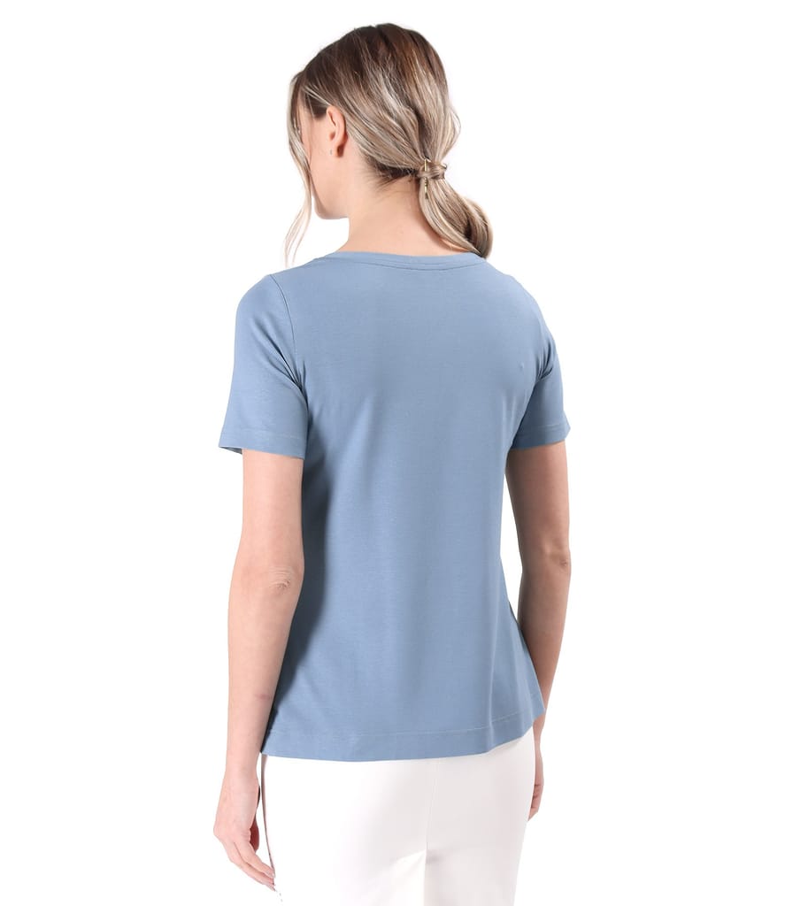 Bluza din jerse elastic uni cu maneci scurte