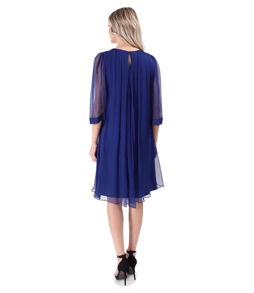 Rochie din voal de matase naturala cu brosa detasabila