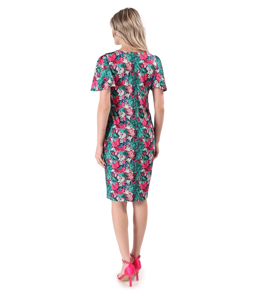 Rochie din jerse elastic imprimat cu motive florale