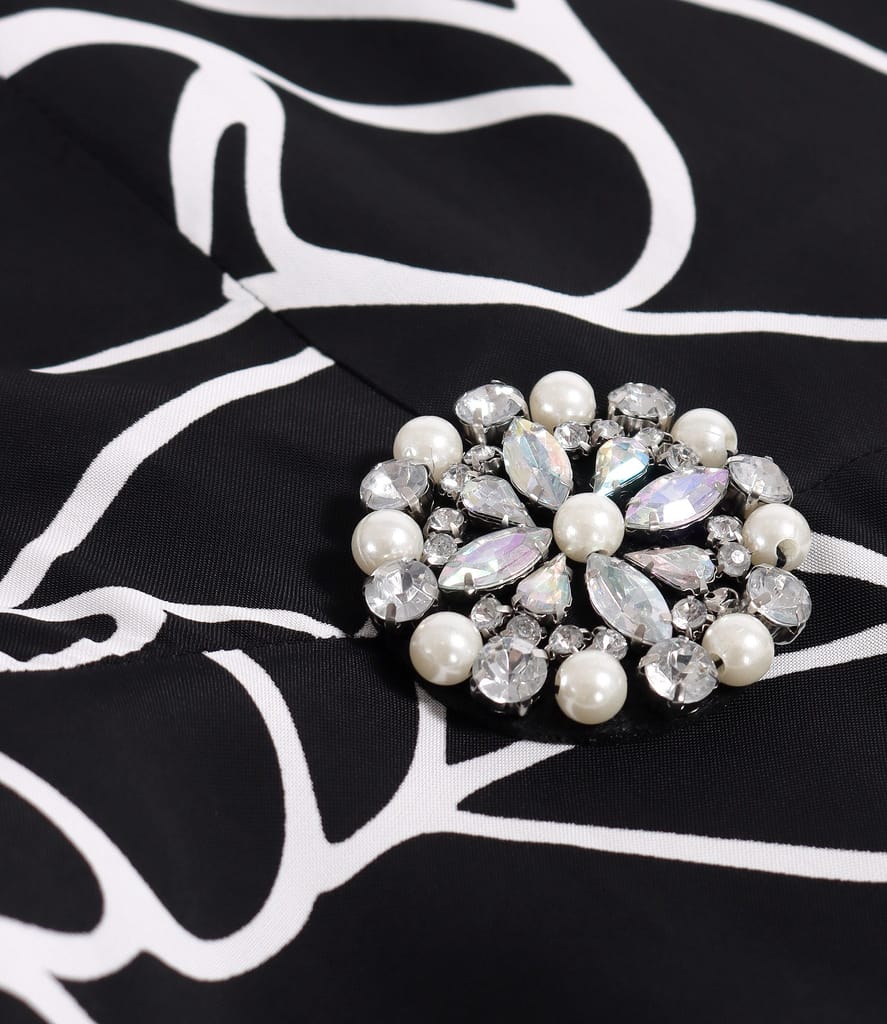 Rochie midi din viscoza imprimata cu motive geometrice