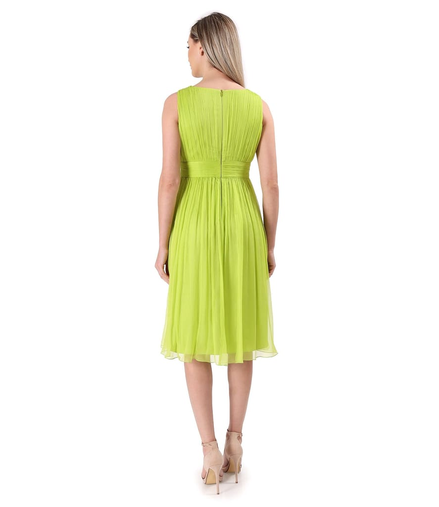 Rochie de seara din voal de matase naturala cu brosa