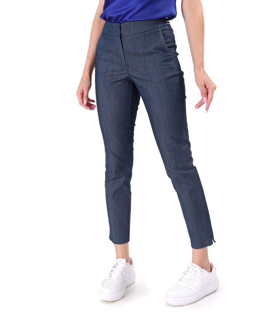 Pantaloni pana din denim cu cusatura decorativa