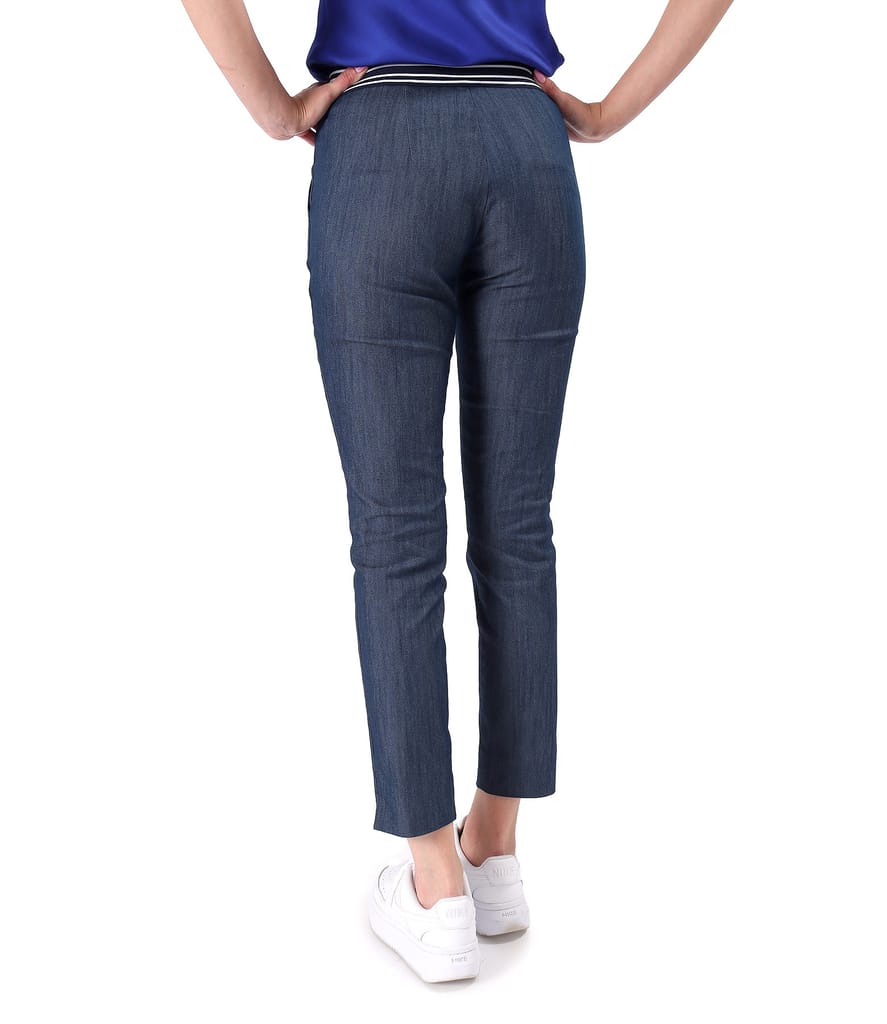 Pantaloni pana din denim cu cusatura decorativa