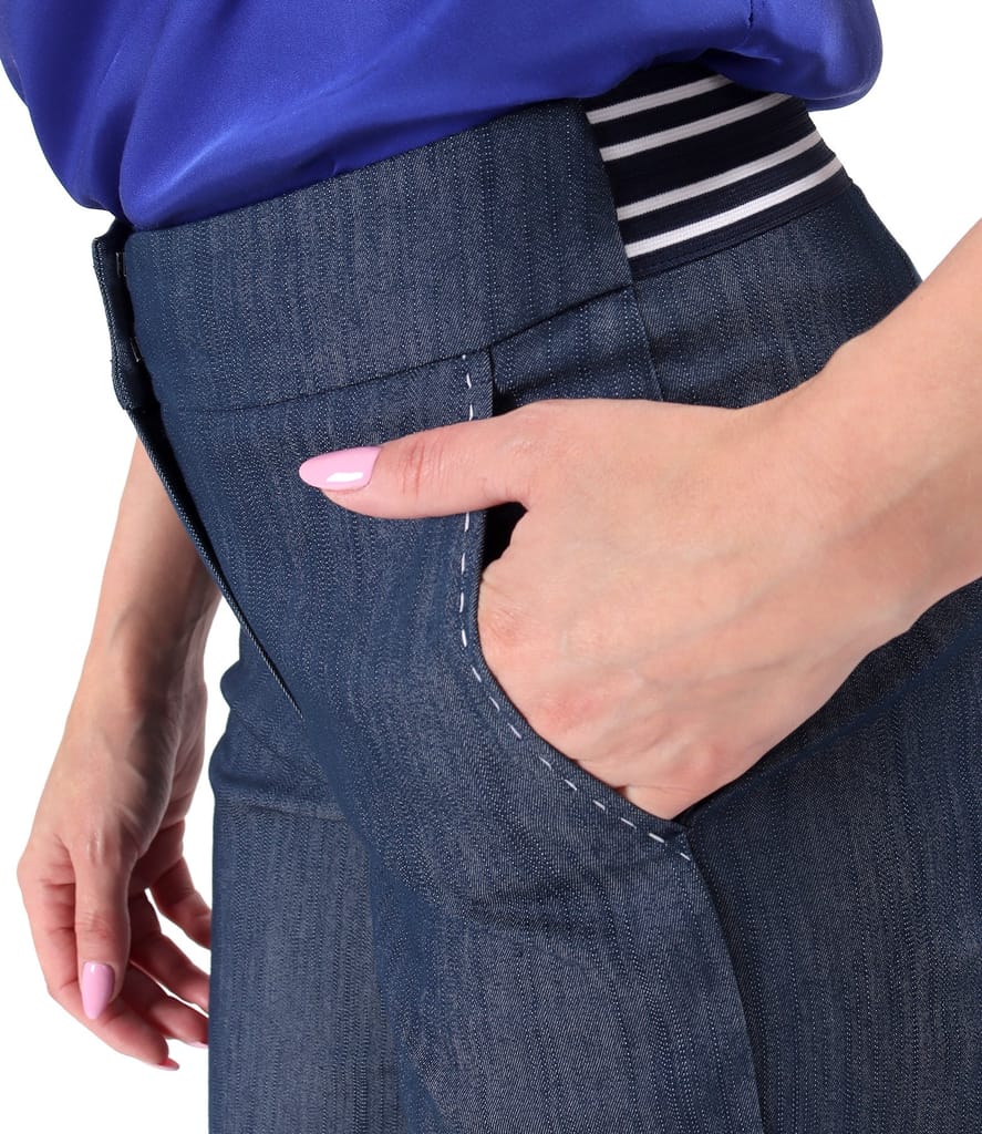 Pantaloni pana din denim cu cusatura decorativa