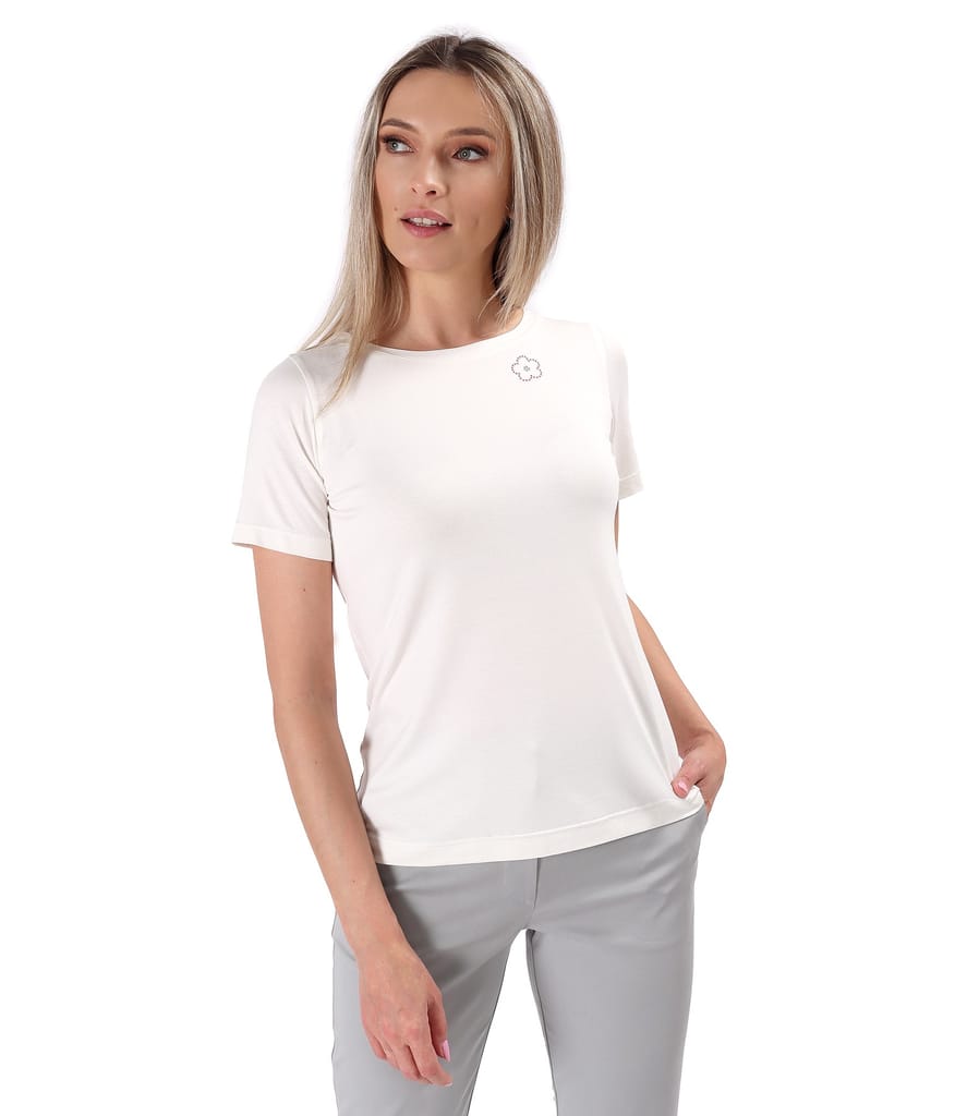 Bluza din jerse elastic cu maneci scurte