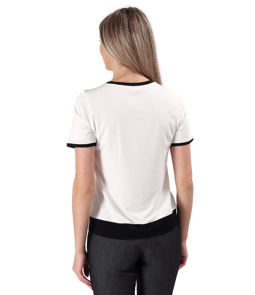 Bluza din jerse elastic cu garnituri in contrast