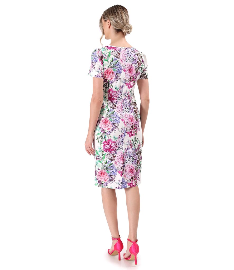 Rochie conica din bumbac elastic imprimat digital