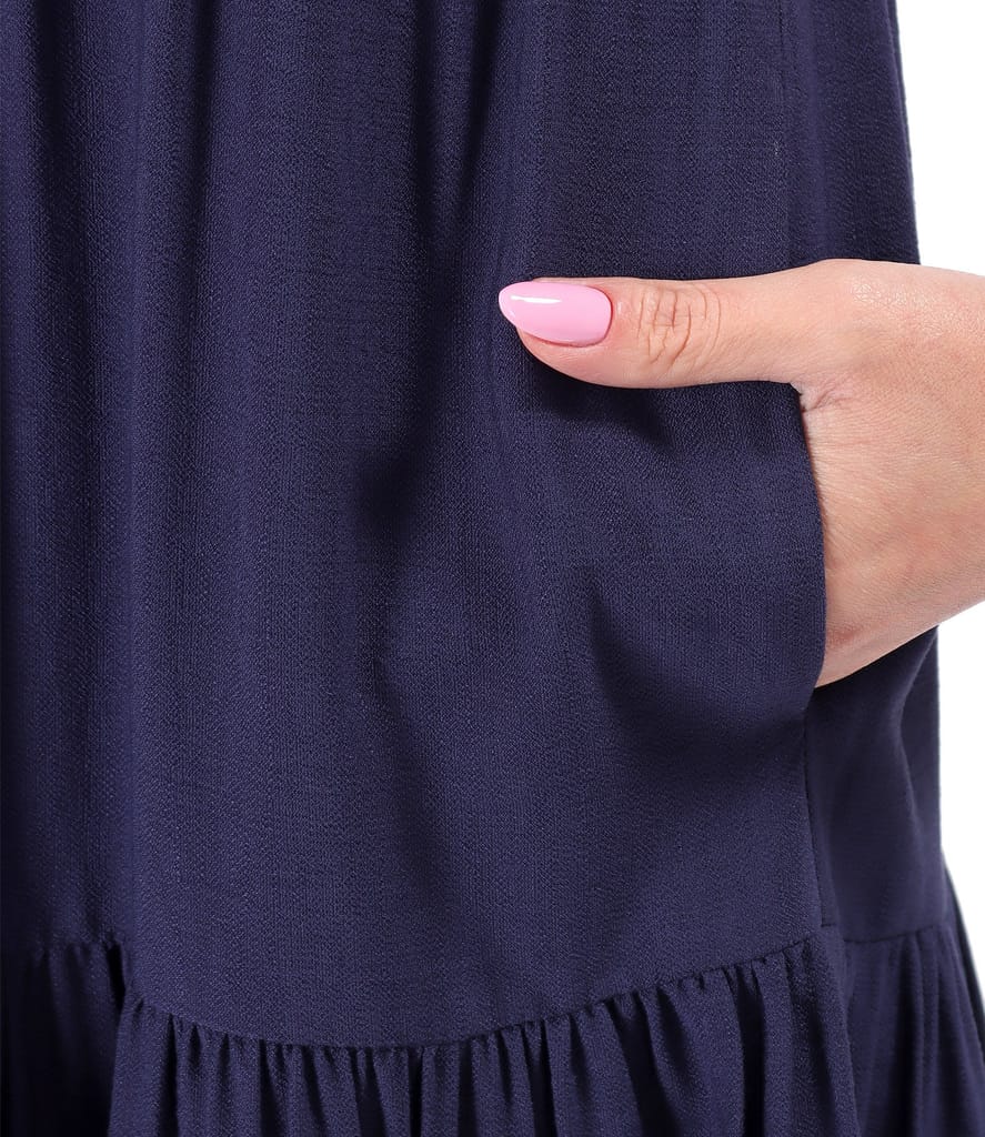 Rochie midi cu volane din viscoza usor creponata