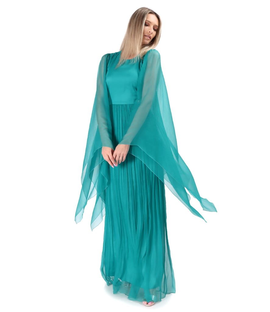 Rochie lunga din voal de matase naturala