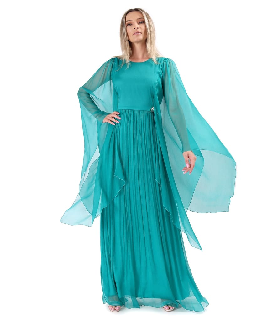 Rochie lunga din voal de matase naturala