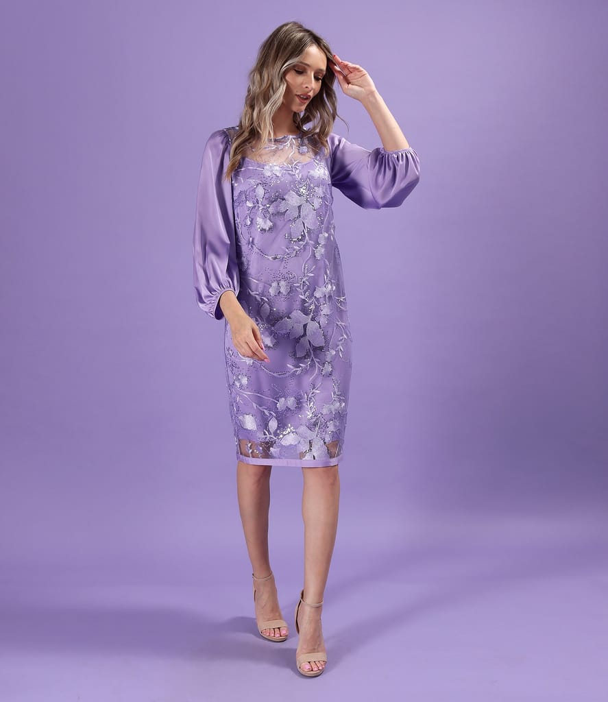 Rochie de cocktail din dantela cu paiete cu motive florale