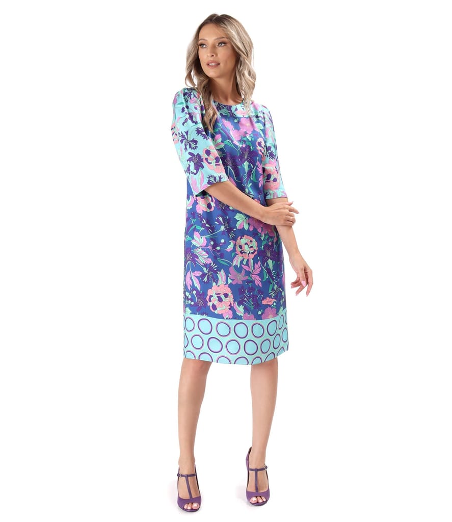 Rochie lejera din matase naturala imprimata cu motive florale