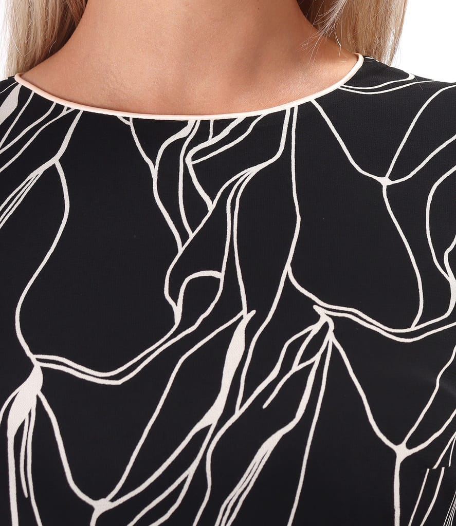 Rochie midi din viscoza imprimata cu motive geometrice