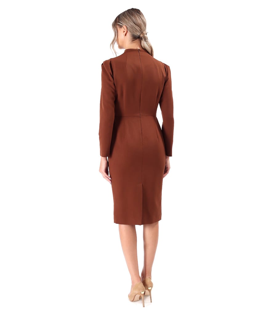 Rochie office din stofa elastica cu maneci lungi