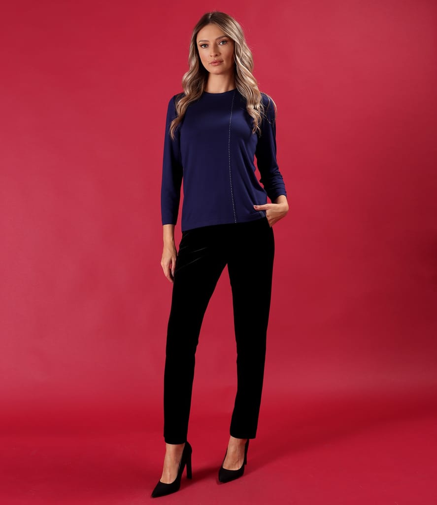 Bluza eleganta din jerse elastic cu cusatura decorativa pe fata