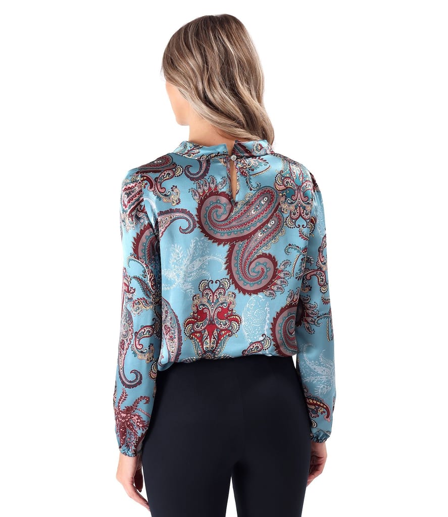Bluza din matase naturala imprimata digital cu motive paisley