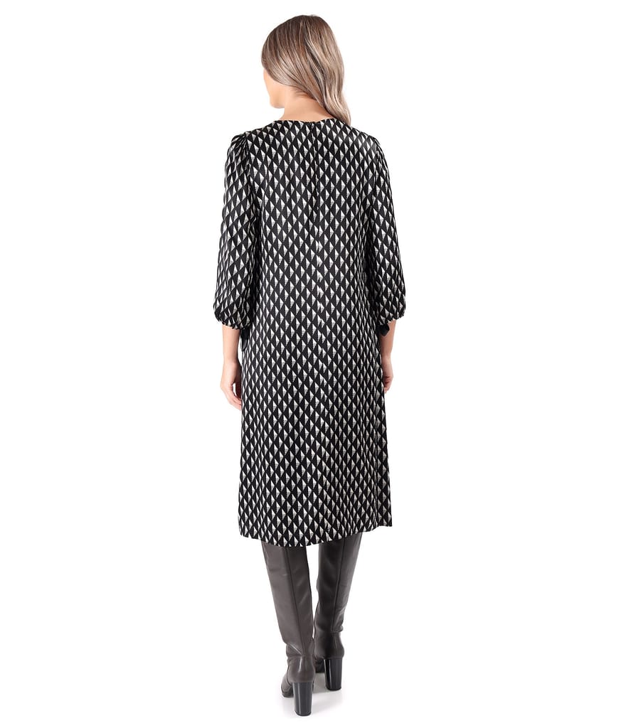 Rochie midi lejera din satin de viscoza imprimata cu motive geometrice