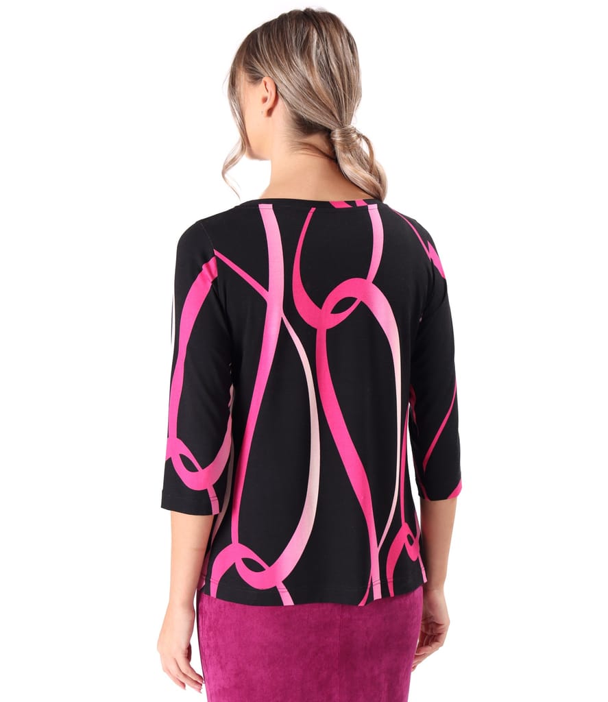 Bluza din jerse elastic imprimat cu motive geometrice