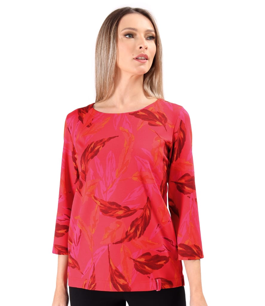 Bluza din jerse elastic gros imprimat cu motive florale