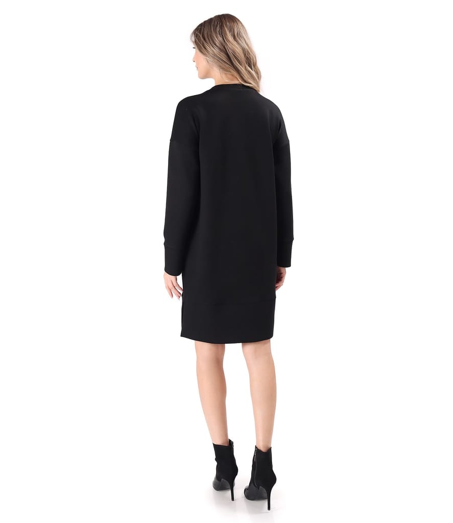 Rochie tip hanorac din scuba cu viscoza cu buzunar pe fata