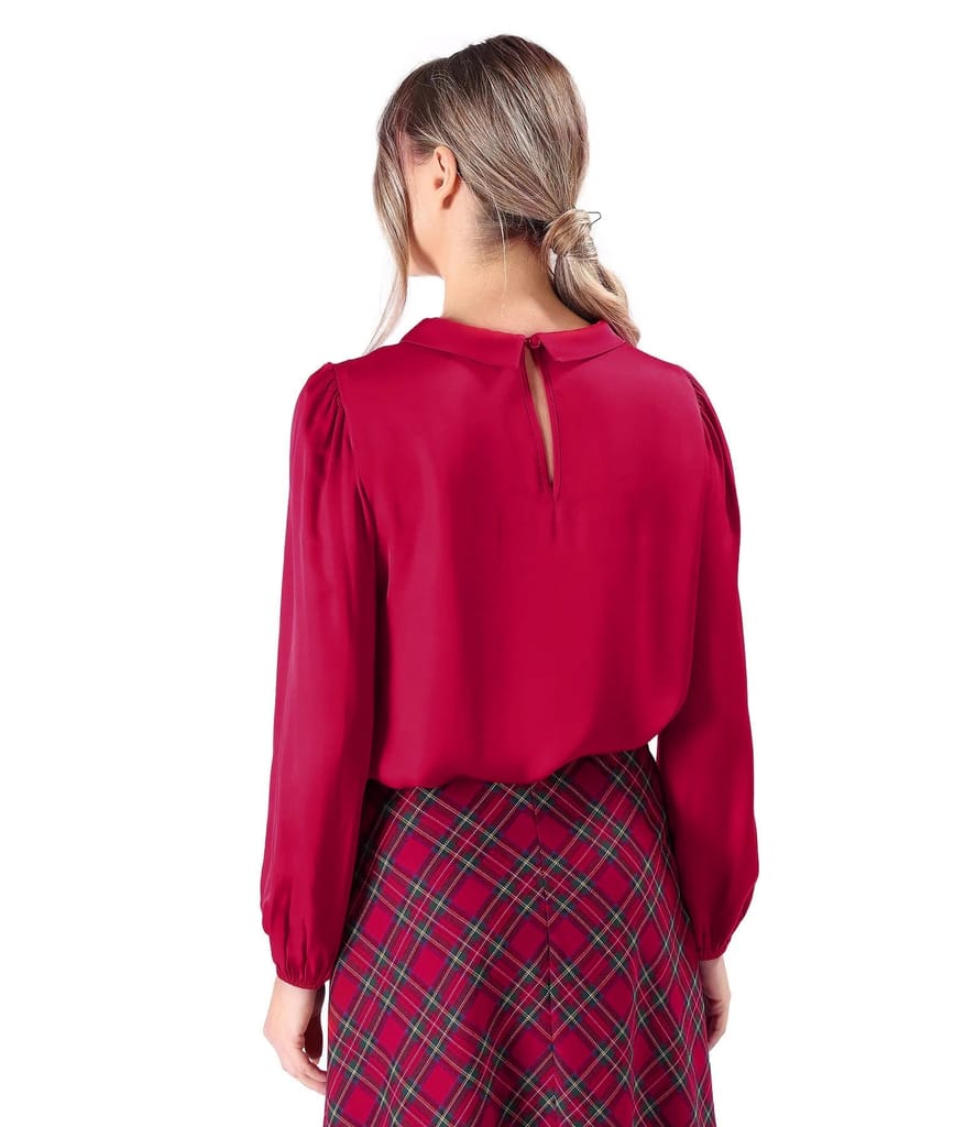 Bluza cu maneci lungi din satin de viscoza