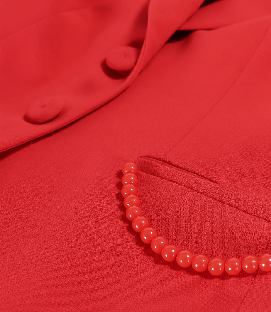 Sacou office din stofa elastica cu perle decorative