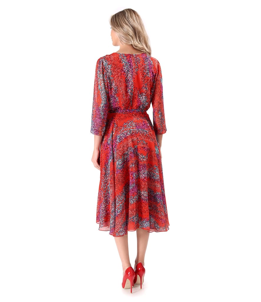 Rochie eleganta din voal imprimat