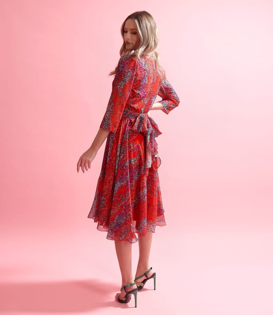 Rochie eleganta din voal imprimat