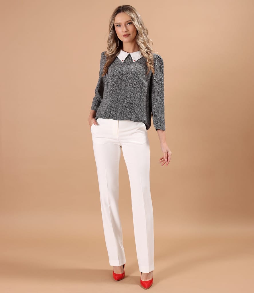 Pantaloni drepti din stofa elastica