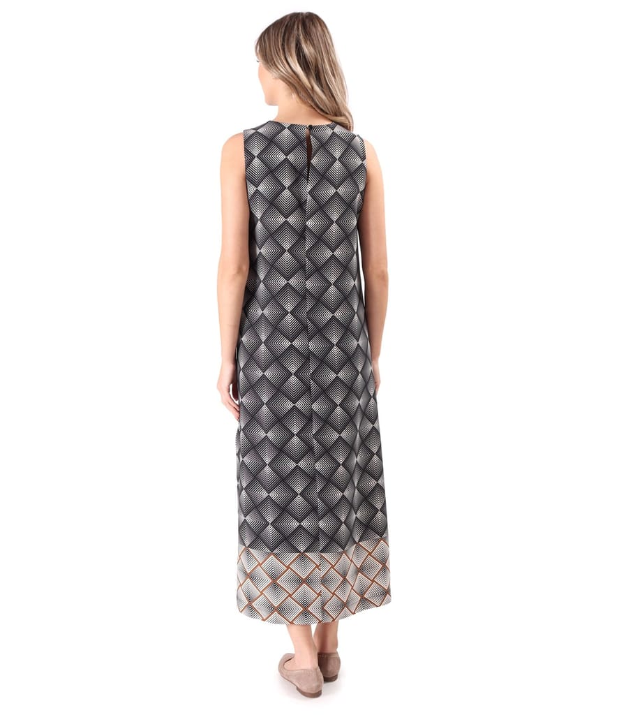 Rochie lunga din stofa elastica tip crepe cu slit pe lateral