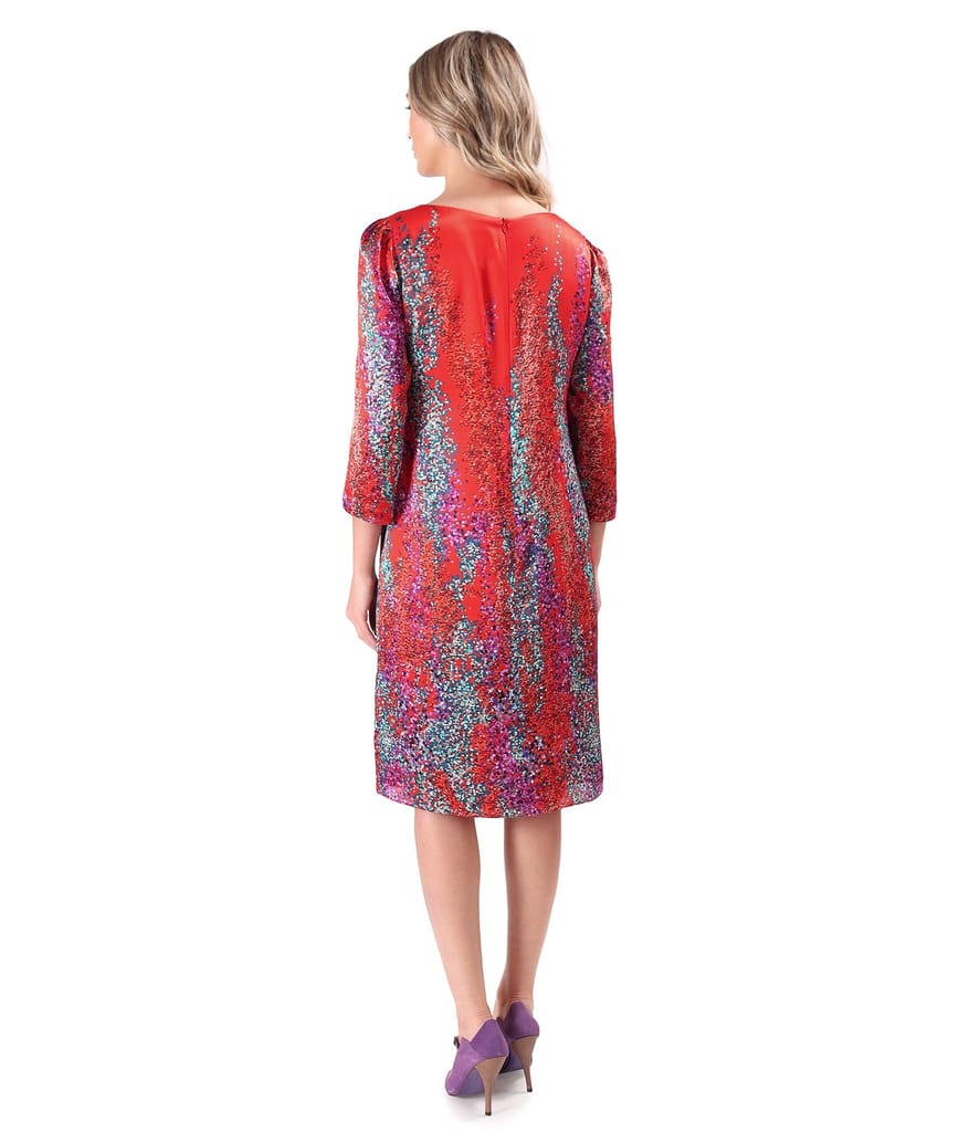 Rochie lejera din matase naturala imprimata cu motive geometrice