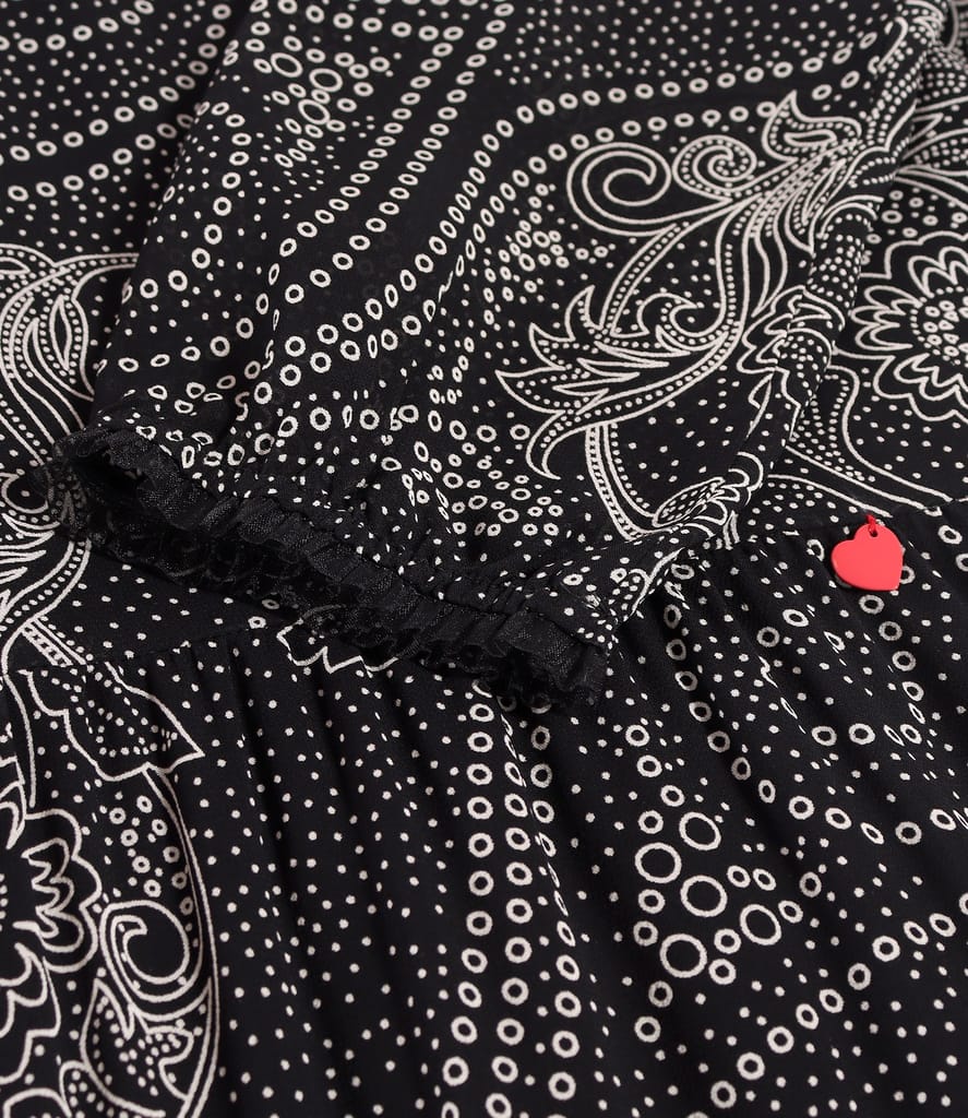 Rochie eleganta cu volane din viscoza imprimata cu motive florale