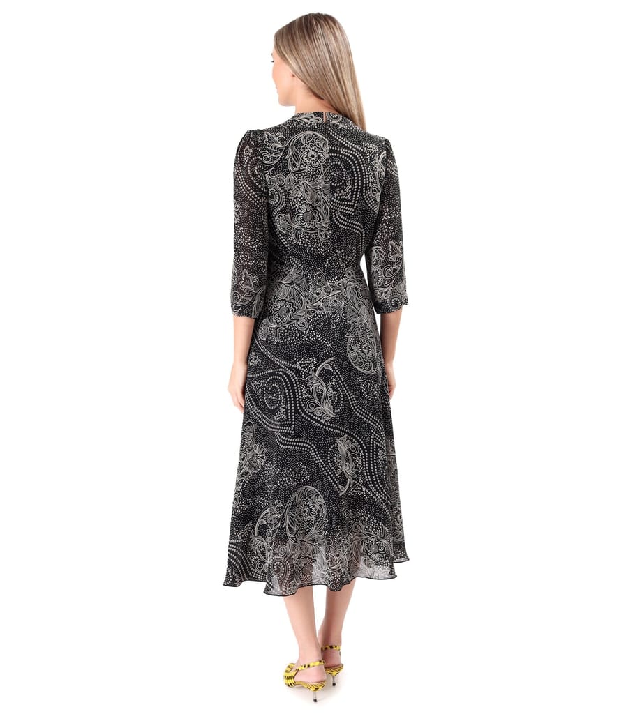 Rochie midi din viscoza imprimata cu motive florale