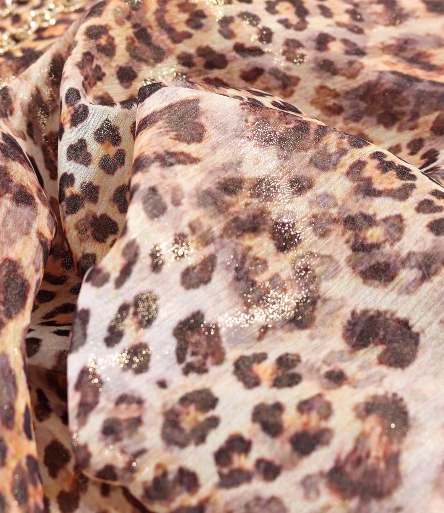 Rochie midi din voal cu animal print si fir de lurex