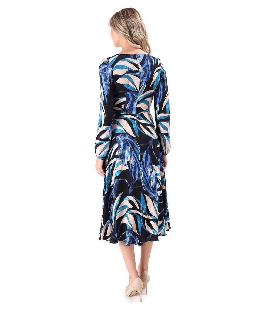Rochie midi din viscoza imprimata cu motive florale