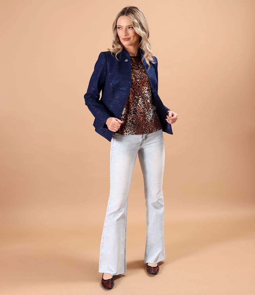 Bluza din jerse elastic cu animal print